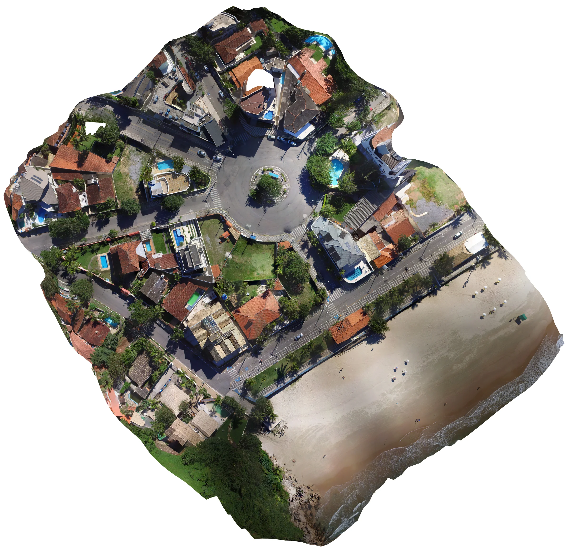 Mosaico aéreo de zona costeira captado por drone