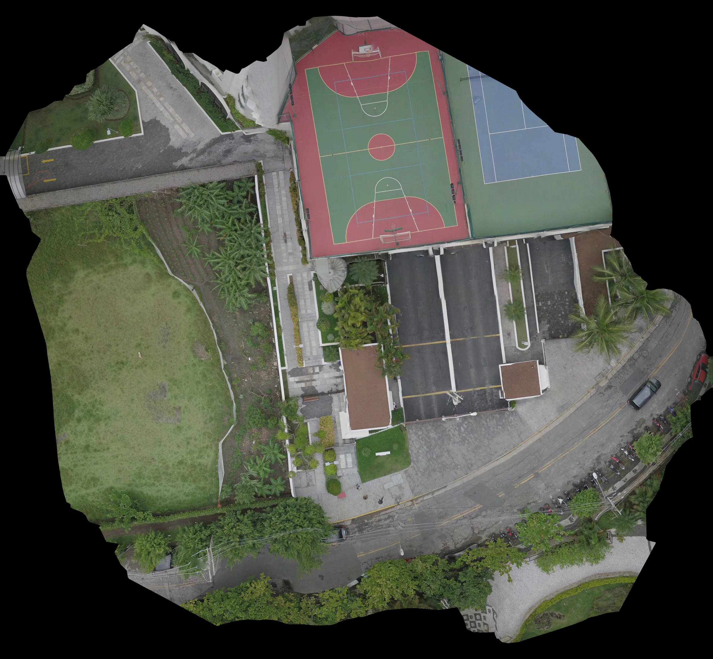 Mosaico aéreo de infraestrutura e envolvente captado por drone